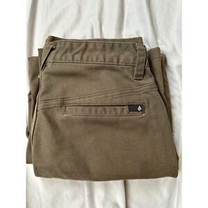 Volcom Pants Mens 30x26 Straight Leg Chino Casual Cotton Blend Embroidered Stone